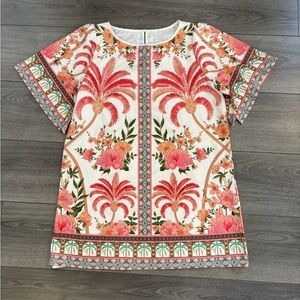 SHIRT STYLE MINI DRESS PALM TREE SUMMER PRINT